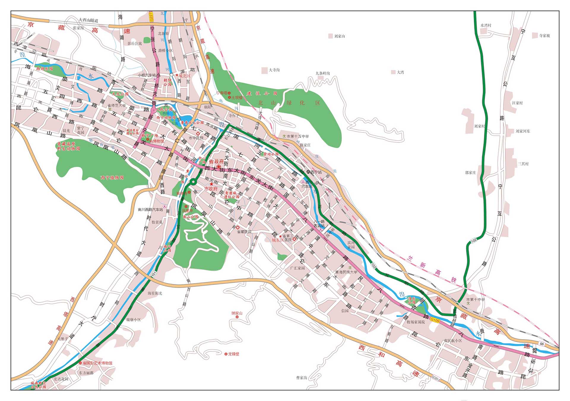 西宁市最新地图（西宁城区新版地图）